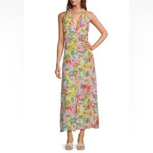 Lucy Paris Floral Halter Maxi Dress NWT XL Multicolor Resort Wedding Guest $106